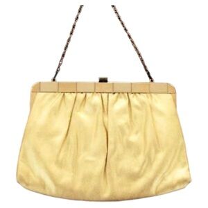 Vintage Lewisette Metallic Gold Evening Bag 6.5” x 9”